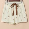 Women's White Bow Print Lace Drawstring Casual Shorts - Lightweight & Comfortable - Image 3