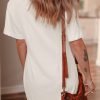Women's White Drop Shoulder Crew Neck Shift T-Shirt Dress - Casual and Chic - Image 2