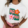 Women's White MAMA Flower Graphic Crewneck Tee - Perfect Gift for Moms - Image 6
