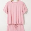 Women's Coral Paradise Daisy Jacquard Textured Casual Short Set - Image 8