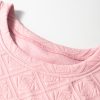 Women's Light Pink Pearl Embellished Floral Textured T-Shirt - Image 6