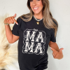 Women's Black MAMA Artistic Graphic Tee - Casual Short Sleeve T-Shirt - Image 3