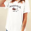 Women's White Nashville Music City Guitar Print Crewneck Tee - Image 6
