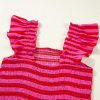 Women's Rose Stripe Flutter Sleeve Smocked Bodice Tiered Maxi Dress - Elegant Casual Summer Dress - Image 7