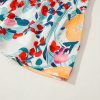 Women's Green Floral Print Zipper Ruffled Short Sleeve High Waist Mini Dress - Image 17
