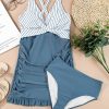 Women's Ashleigh Blue Criss Cross Ruched Ruffled Two Piece Tankini Set - Image 8