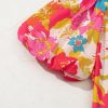 Women's Pink Floral Print Bubble Short Sleeve Dress - Elegant Shift Style for Casual & Semi-Formal Occasions - Image 11