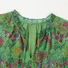 Women's Vibrant Green Floral Tie Split Neck Ruffled Tiered Short Dress - Image 10