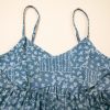 Women's Blue Floral Print Spaghetti Strap Knot Detail High Waist Flared Mini Dress - Image 10