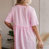 Light Pink Sequined Note Pattern Babydoll T-Shirt Dress for Music Festivals - Image 7