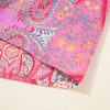 Women's Rose Tribal Paisley Print Ruffled Sleeve Notch Neck Midi Dress - Bohemian Style - Image 16