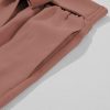 Women's Coffee High Waisted Tie Front Wide Leg Casual Pants with Side Pockets - Image 11