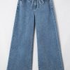 Women's Dusk Blue Medium Wash Super Wide Leg Denim Pants - High Waist Casual Jeans - Image 4