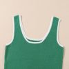 Women's Dark Green Lightweight Ribbed Knit Sweater Vest with Contrast Trim - Image 19