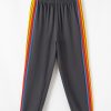 Women's Dark Grey High Waist Sweatpants with Playful Rainbow Stripes - Image 4