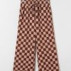 Women's Khaki Checkered High Waist Loose Casual Pants - Trendy Wide Leg Style - Image 14