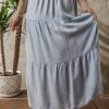 Women's Beau Blue Tiered Smocked High Waist Denim Maxi Skirt - Flattering and Elegant Casual Wear - Image 4