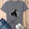 Women's Gray Redeo Check Spades Western Graphic T-Shirt - Trendy Casual Tee - Image 9