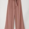 Women's Coffee High Waisted Tie Front Wide Leg Casual Pants with Side Pockets - Image 6