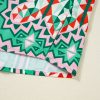 Women's Sea Green Boho Abstract Print Contrast Striped V Neck Blouse - Image 9