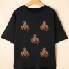 Women's Black Western Horse Patched Crew Neck Graphic T-Shirt for Casual Wear - Image 8