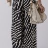 Women's Black Zebra Striped Wide Leg Pants - Lightweight & Comfortable for Summer - Image 2