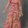 Women's Multicolour Floral Tied Straps Ricrac Trim Maxi Dress for Summer - Image 2