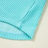 Women's Turquoise Corded Colorblock Henley T-Shirt with Buttons - Image 9
