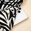 Women's Khaki Tropical Palm Print Wrapped V Neck Spaghetti Straps Tiered Midi Dress - Image 11