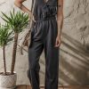 Women's Black Wrap V Neck Sleeveless High Waist Jumpsuit - Chic and Versatile - Image 7