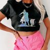 Women's Black Laser Western Cowboy Graphic Crewneck Tee - Image 5