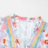 Women's Vibrant Pink Boho Flower Print Half Puff Sleeve Blouse - Image 22