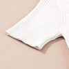 Women's Lightweight White V Neck Ribbed Knit Short Sleeve Sweater - Image 15