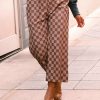 Women's Khaki Checkered High Waist Loose Casual Pants - Trendy Wide Leg Style - Image 9