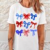 Women's White USA Inspire Bow Print Crewneck Tee - Perfect for Independence Day - Image 8