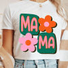 Women's White MAMA Flower Graphic Crewneck Tee - Perfect Gift for Moms - Image 2