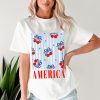 Women's White Bow Cherry AMERICA Graphic Crewneck T-Shirt - Patriotic Casual Tee - Image 6