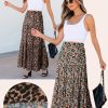 Women's Brown Leopard Floral Reversible Ruffle Hem Maxi Skirt - Elegant & Versatile - Image 2