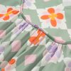 Women's Green Geometric Floral Print 3/4 Sleeve Notched Neck Mini Dress - Image 7