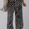 Women's Black Zebra Striped Wide Leg Pants - Lightweight & Comfortable for Summer - Image 6