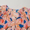 Charming Women's Orange Summer Flower Print Blouse with Ruffle Sleeves - Image 12