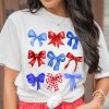Women's White USA Inspire Bow Print Crewneck Tee - Perfect for Independence Day - Image 6