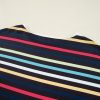 Women's Black Stripe Multicolor Contrast Edge Crew Neck T-Shirt - Image 10