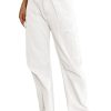 Women's White High Waist Straight Leg Cargo Pants with Pockets - Image 14