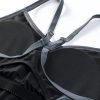 Women's Black Spaghetti Strap Cutout Back Sporty One Piece Swimsuit - Image 17