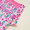 Plus Size Women's Pink Floral Print Corded Patchwork Loose Top - Image 9