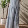 Women's Beau Blue Tiered Smocked High Waist Denim Maxi Skirt - Flattering and Elegant Casual Wear - Image 6
