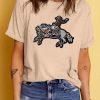 Women's Khaki Sequin Rodeo Graphic Crewneck Tee - Western Inspired Casual Top - Image 8