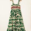 Women's Green Western Aztec Shirred Sleeveless Maxi Dress - Trendy Boho Style - Image 14