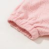 Women's Light Pink Textured Half Sleeve Blouse with Contrast Striped Collar - Image 9